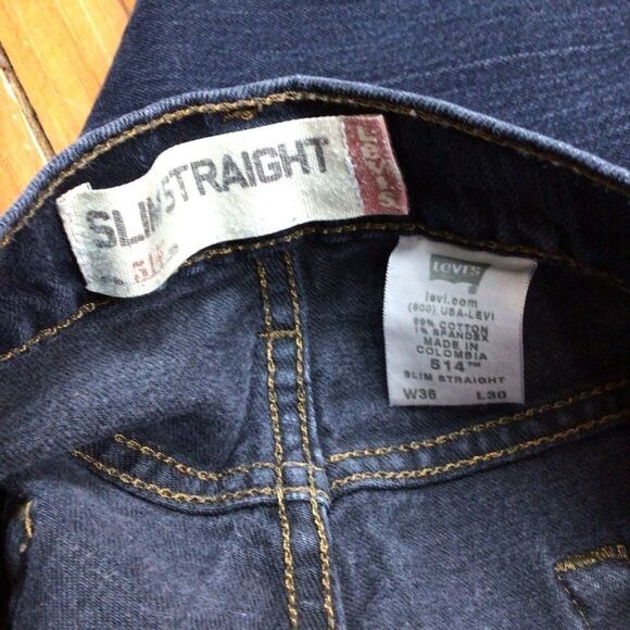Men LEVIS 514 jeans 36 Style slim straight stretchy dark blue denim denim casual - Picture 8 of 12